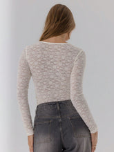 Aralina Sheer Lace Long Sleeve Deep V-Neck Feminine Fit Bodysuit